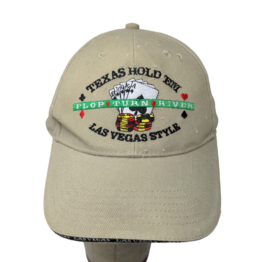 Surfware Men's Strapback Hat Tan OSFA Embroidered Texas Hold'em Las Vegas